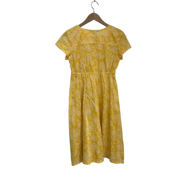 Eddie Bauer 100% Cotton Yellow Paisley Fit & Flare Dress Boho Sz S - Picture 2 of 6